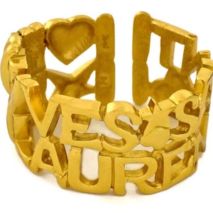 Vintage YVES SAINT LAURENT Ysl Spelled Letter Bracelet Cuff image 6