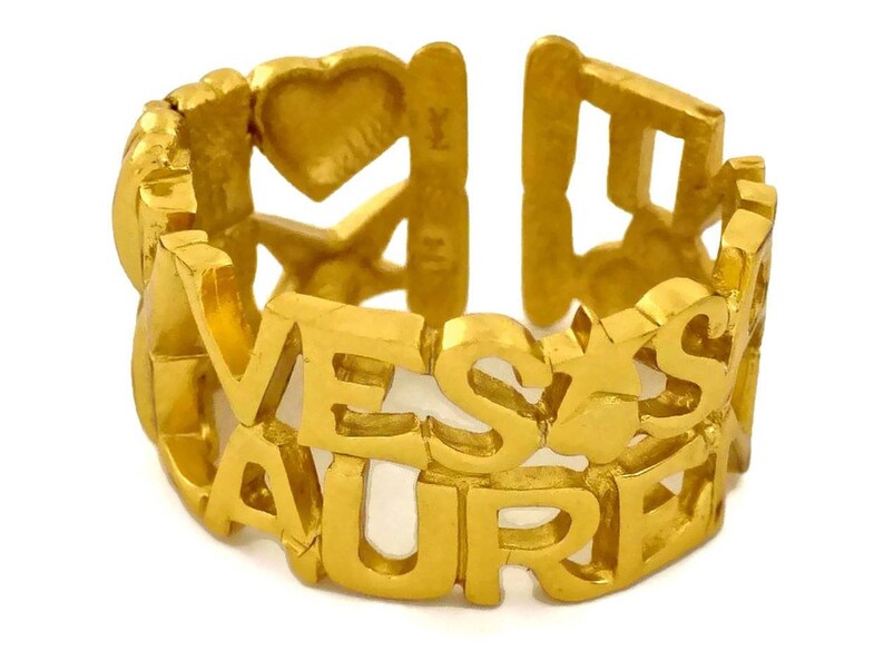 Vintage YVES SAINT LAURENT Ysl Spelled Letter Bracelet Cuff image 6