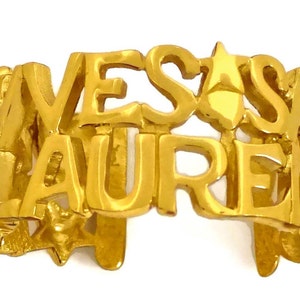 Vintage YVES SAINT LAURENT Ysl Spelled Letter Bracelet Cuff image 4