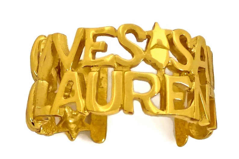 Vintage YVES SAINT LAURENT Ysl Spelled Letter Bracelet Cuff image 4