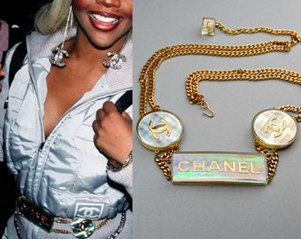 CHANEL 1997 Vintage Holographic Lucite Chain Belt VERY RARE! Vintage Chanel Holographic Lucite Belt S/S 1997  main image 4