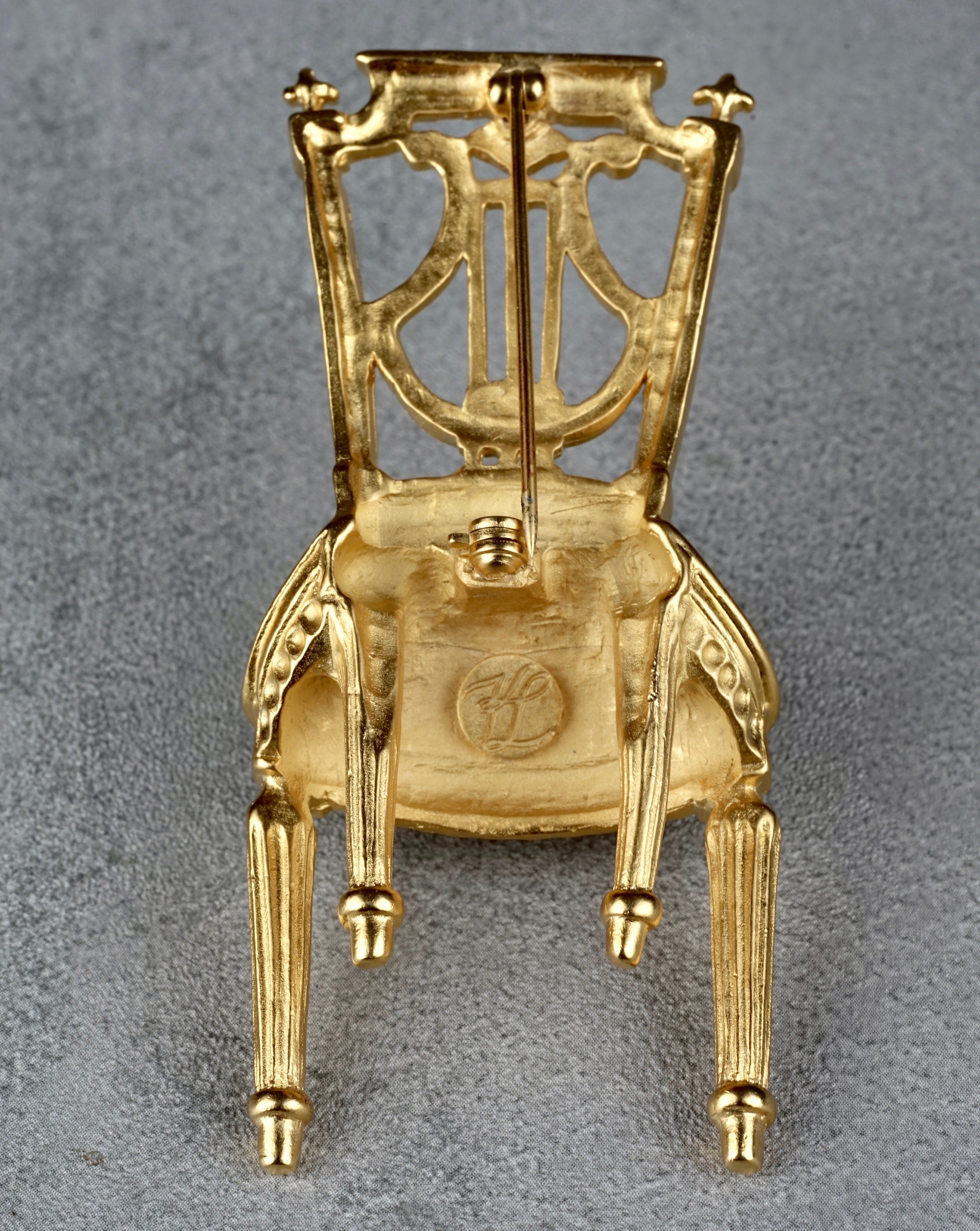 Vintage KARL LAGERFELD Lyre Chair Rhinestone Brooch - Etsy