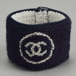 Vintage CHANEL Sports Line Navy Blue Terry Cloth Wristband