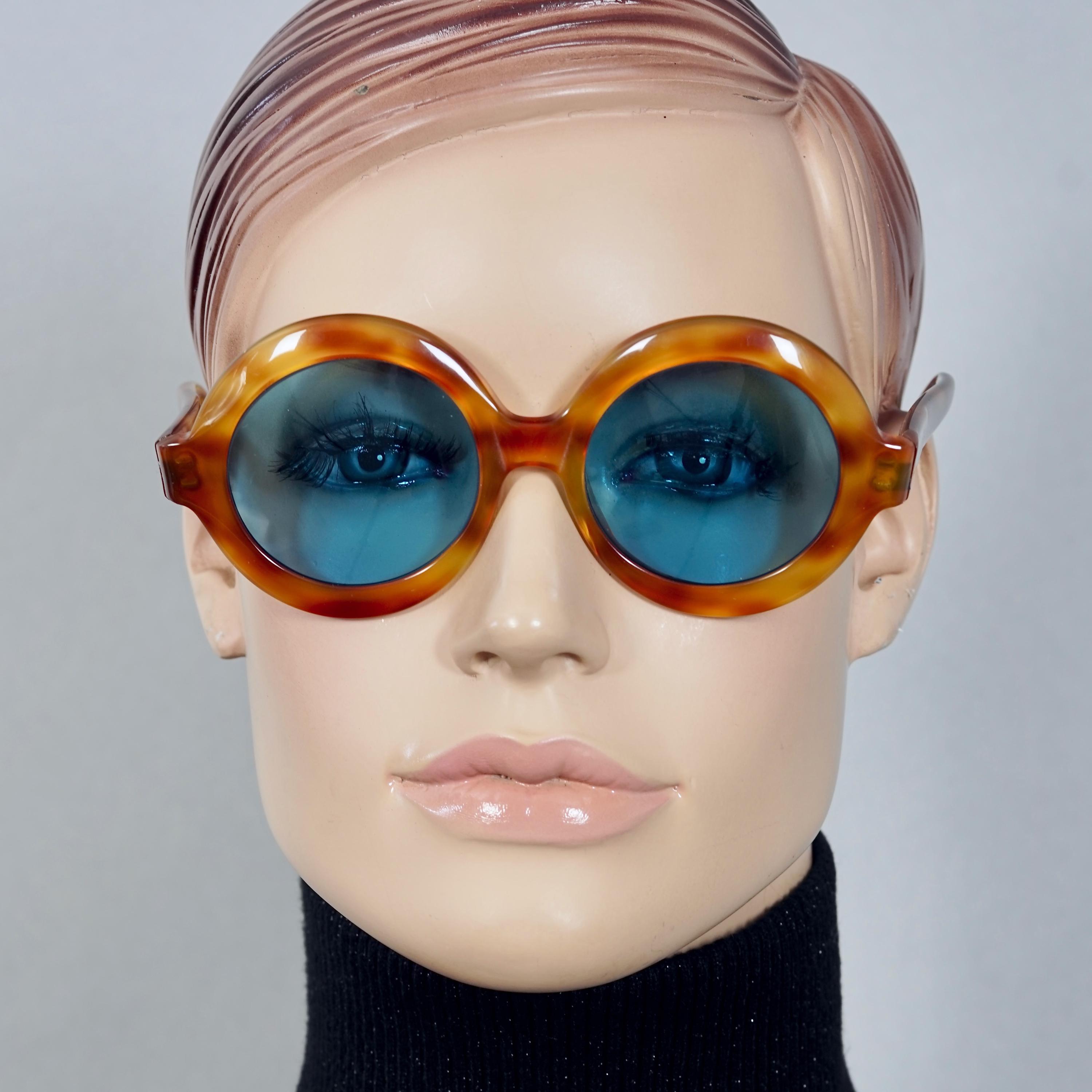 Vintage 1960s PIERRE CARDIN Light Tortoiseshell Blue Lenses Round