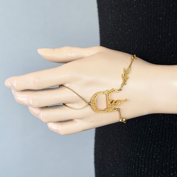 Vintage CHRISTIAN DIOR Flaming D Logo Rhinestone Ring Bracelet - Etsy