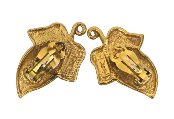 Vintage YVES SAINT LAURENT Leaf Earrings - image 5