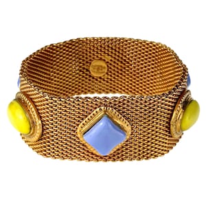 Vintage CHANEL Mesh Pop Colour Glass Paste Cuff Bracelet