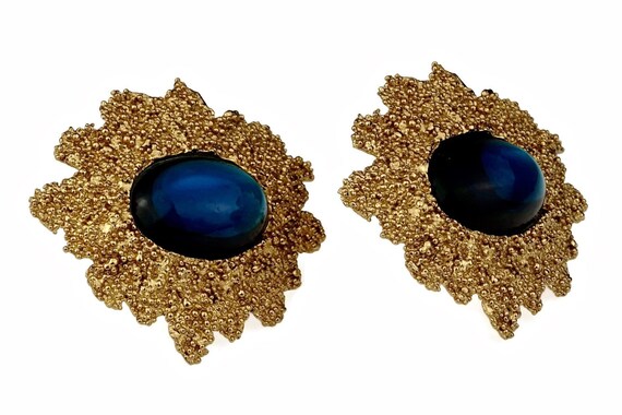 Vintage Runway YVES SAINT LAURENT Ysl Blue Caboch… - image 3