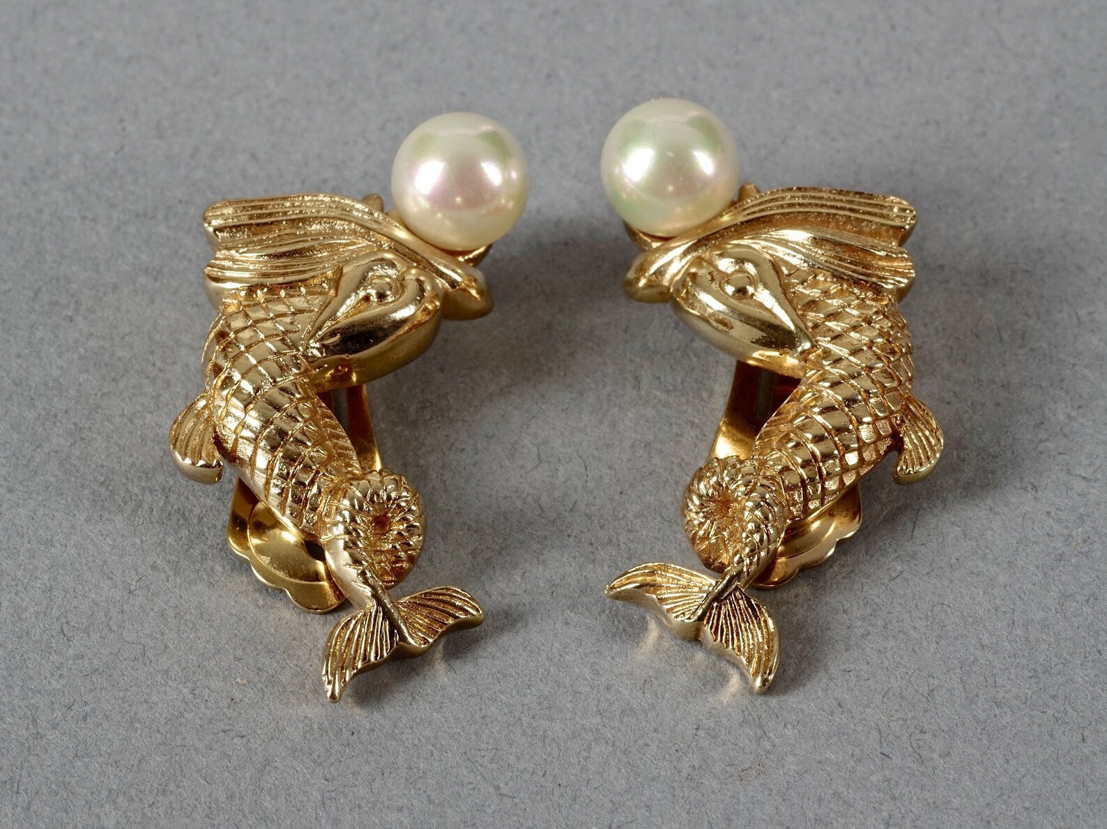 Reserved Vintage CHRISTIAN DIOR Pearl Fish Earrings Etsy