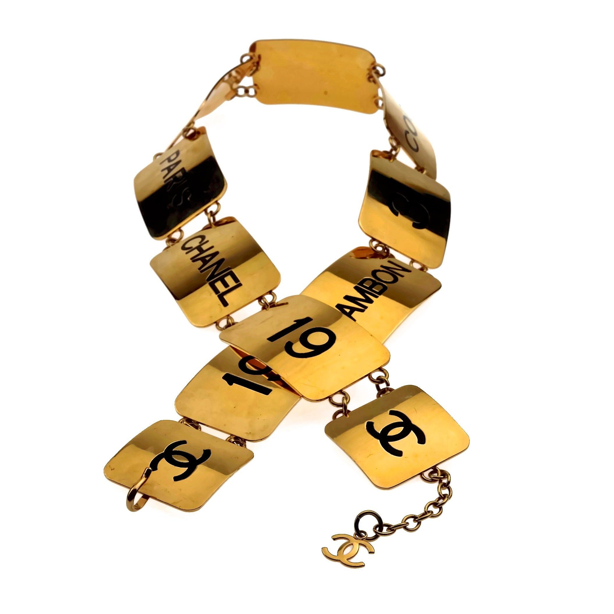 Vintage 1993 Iconic CHANEL Address Logo Plate Link Belt - Etsy