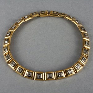 vintage YVES SAINT LAURENT Ysl Jeweled Square Link Collier