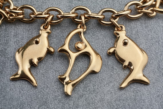 Vintage YVES SAINT LAURENT Ysl Fish Charm Bracelet - image 2