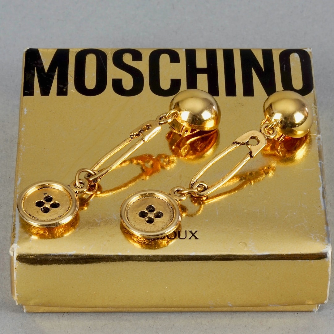 【送料&関税込】Moschino Logo Lettering Drop Earrings Gold Lettering Drop Earrings by Moschino on Sale