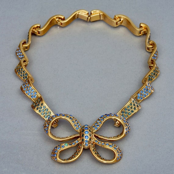 Buy Vintage YVES SAINT LAURENT Ysl Blue Rhinestone Bow Ribbon 