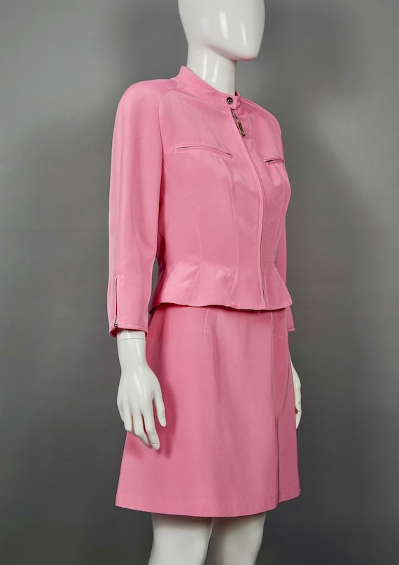 Vintage MUGLER Candy Pink Jacket Skirt Suit - image 2
