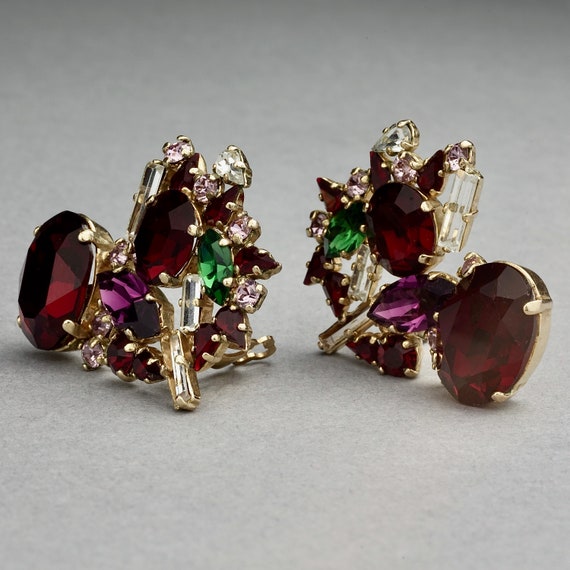 Vintage CHRISTIAN LACROIX Heart Rhinestone Earring