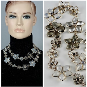 Vintage AUGUSTINE PARIS by Thierry GRIPOIX Poured Glass Flower Long Necklace
