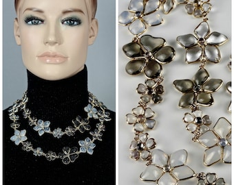 Collar largo vintage de flores de vidrio fundido de AUGUSTINE PARIS por Thierry GRIPOIX