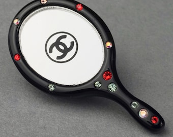 Vintage CHANEL Miniature Cosmetic Mirror Pin Brooch
