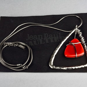 Vintage JEAN PAUL GAULTIER Modernist Triangle Glass Stone Necklace