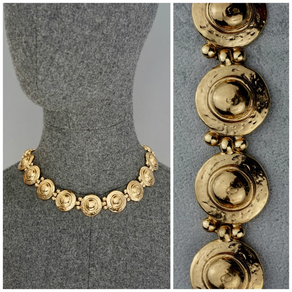 人気が高い  SAINT YVES Vintage LAURENT Choker Link Medallion Ysl アクセサリー