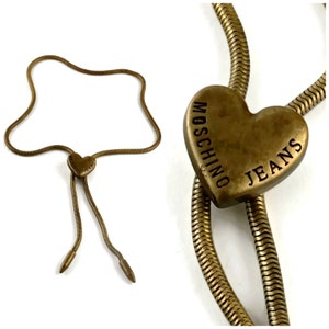 Vintage MOSCHINO JEANS Rustic Heart Lariat Snake Chain Necklace