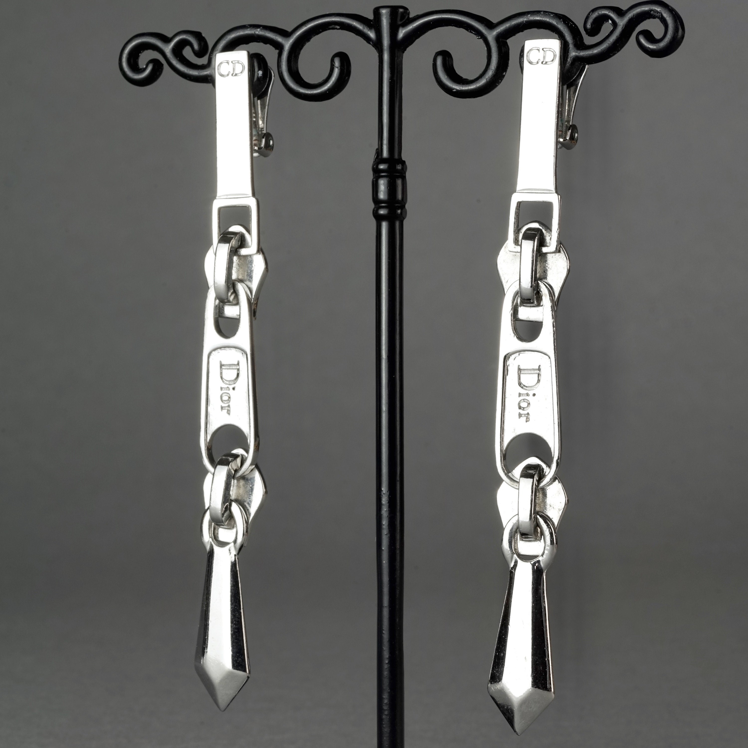 Vintage CHRISTIAN DIOR Logo Zipper Pull Dangling Earrings - Etsy