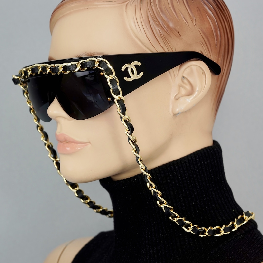 Vintage 1992 CHANEL Iconic Logo Leather Chain Drop Vintage 1992 CHANEL Iconic Logo Leather Chain Drop
