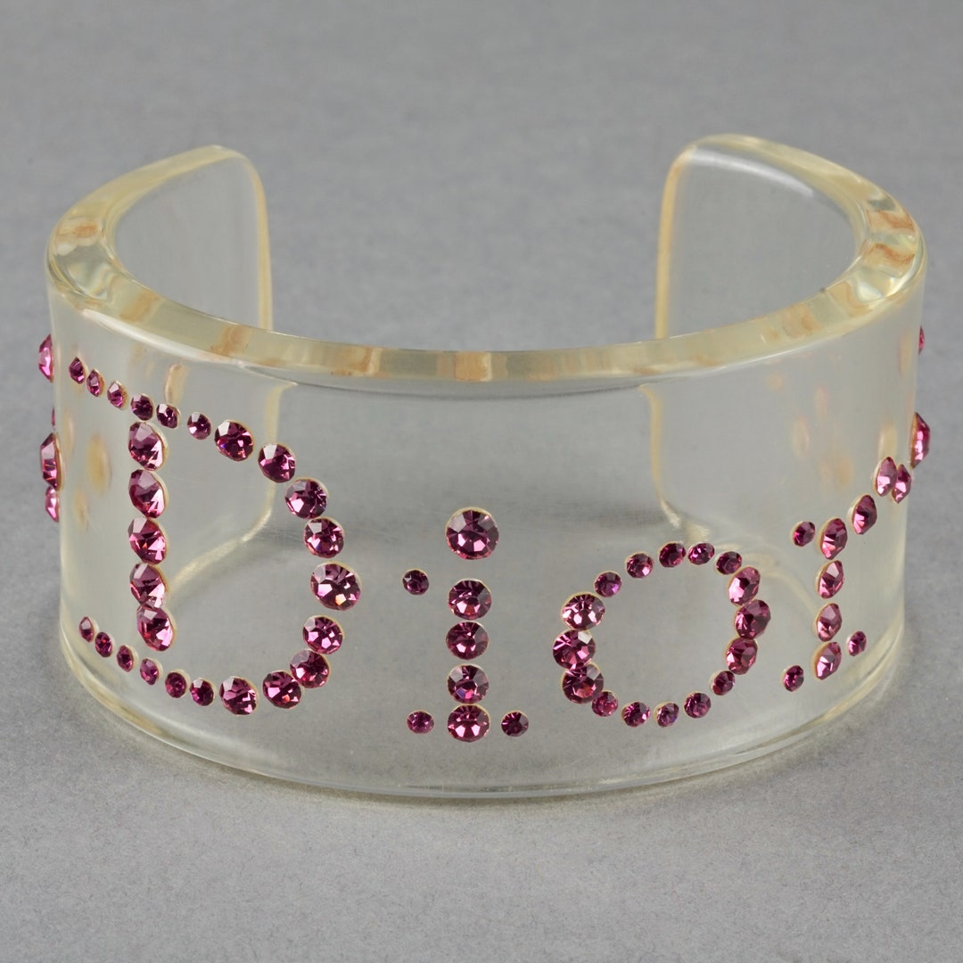 極美品✨Christian Dior Rhinestone Bracelet Vintage CHRISTIAN DIOR Rhinestone Wide Oval Link Bracelet
