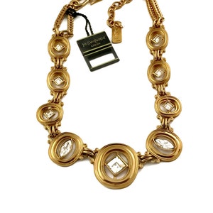 Vintage YVES SAINT LAURENT Geometric Rhinestone Necklace