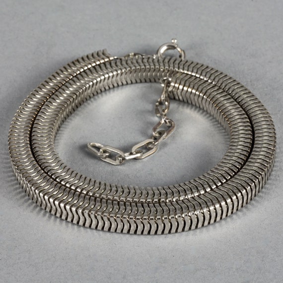 Vintage 1973 CHRISTIAN DIOR Snake Chain Silver Necklace