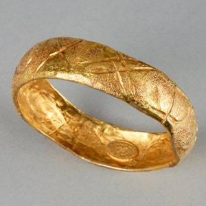 Vintage CHRISTIAN LACROIX Graffiti Gilt Bangle Bracelet