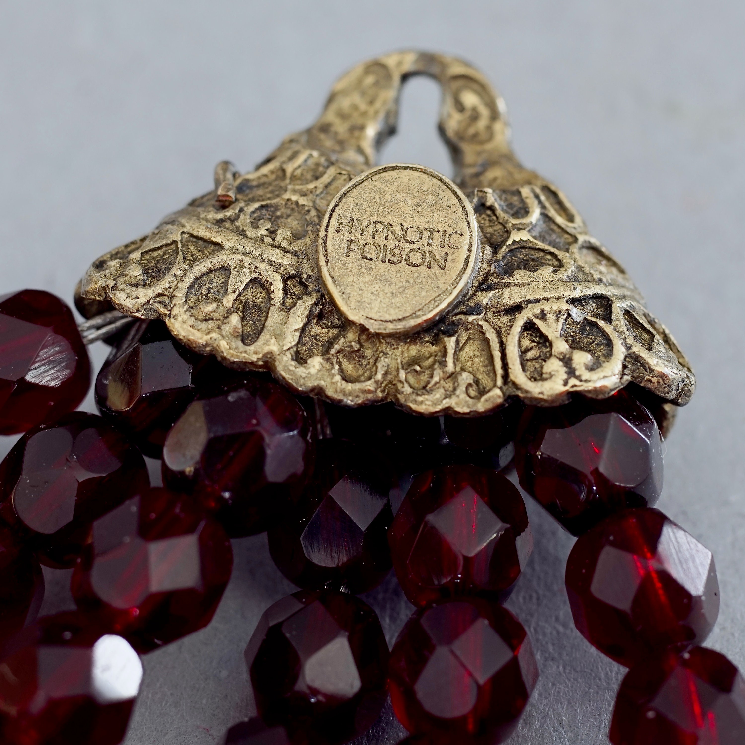 Vintage CHRISTIAN DIOR Hypnotic Poison Multi Strand Garnet Beaded 