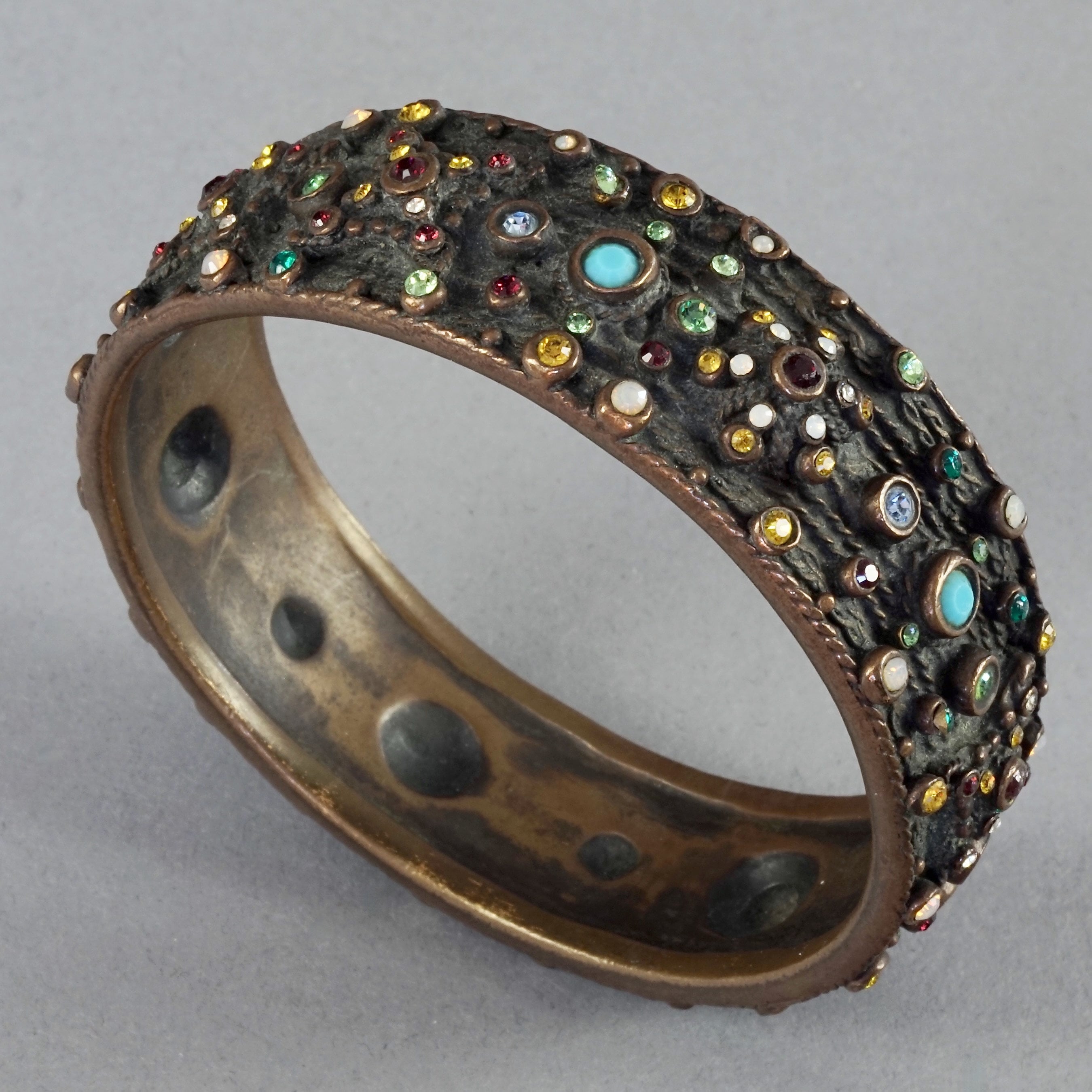 Vintage JEAN PAUL GAULTIER Tribal Jewelled Rhinestone Bangle 