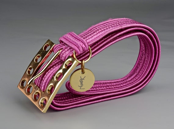 Vintage YVES SAINT LAURENT Ysl Logo Pink Passement
