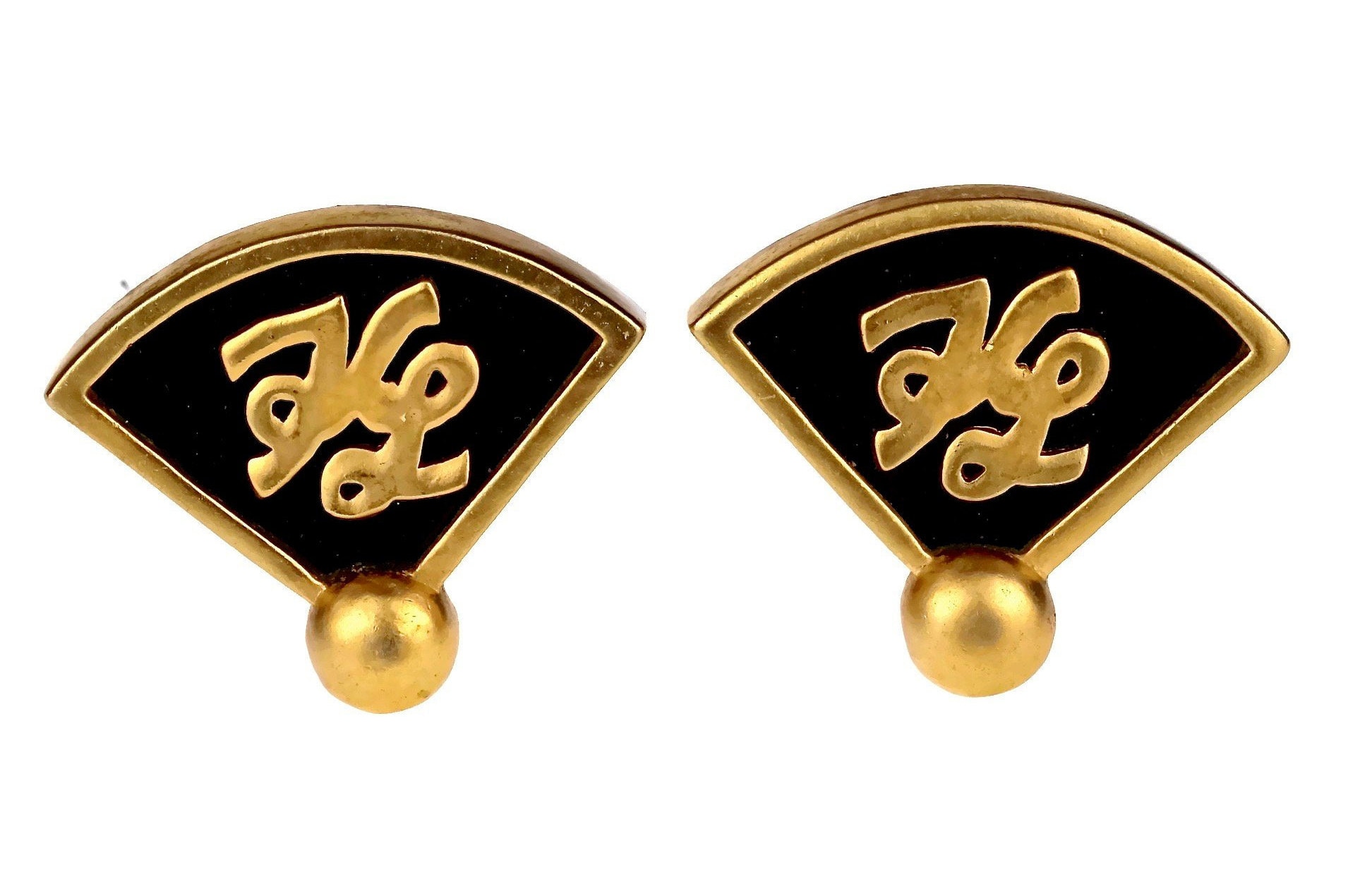 Collier Et Boucles D'oreilles Vintage Signés Karl Lagerfeld - Métal Doré, Occasion