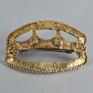 Vintage CHANTAL THOMASS Ribbed Textured GoldTone Metal Hair Barrette