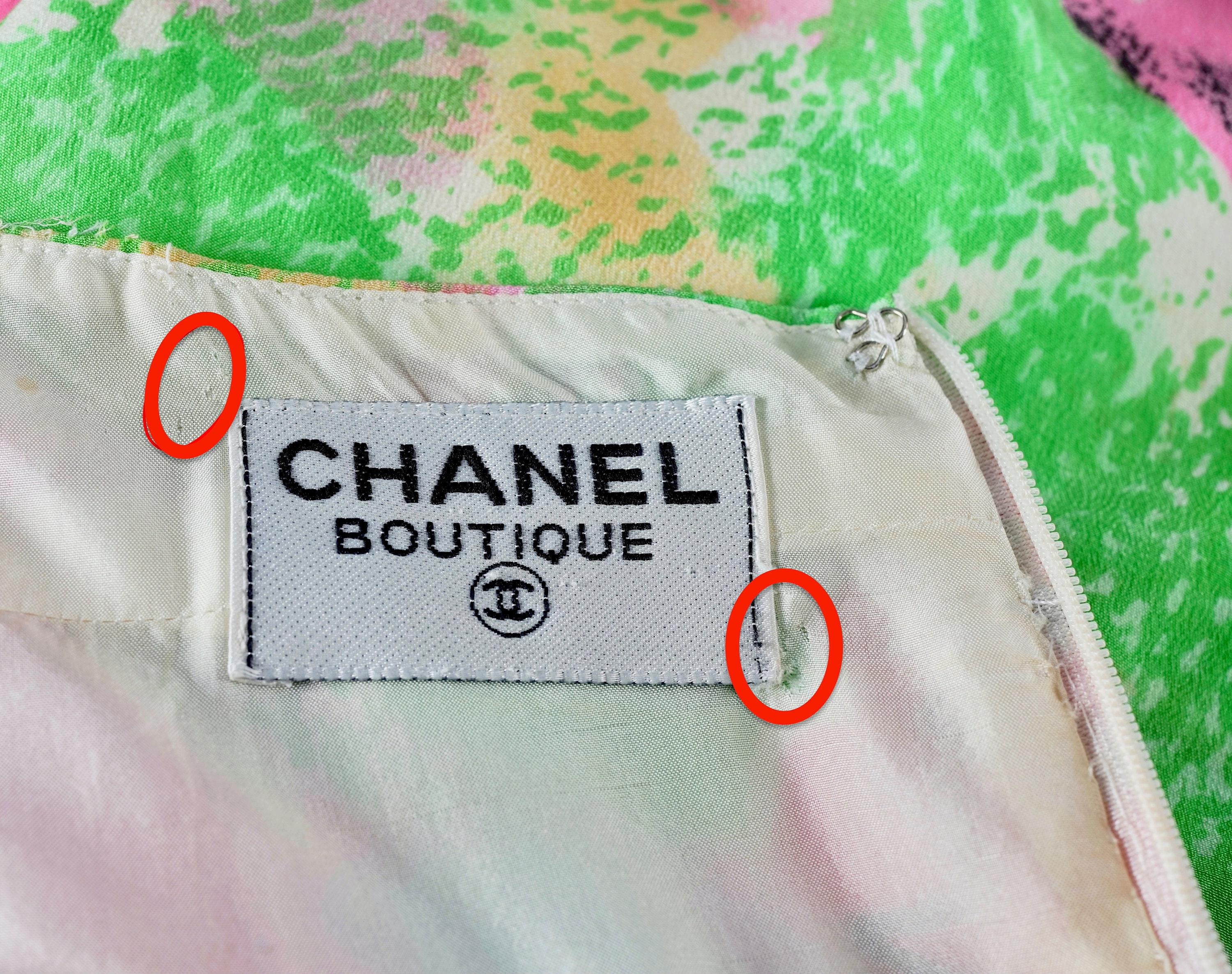 Vintage 1997 CHANEL BOUTIQUE Camellia Flower CC Logo Print Long