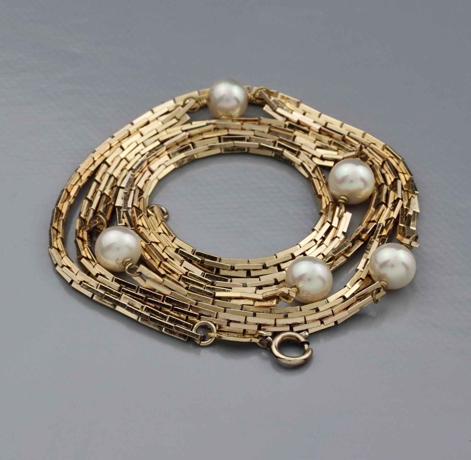 Vintage 1973 CHRISTIAN DIOR Pearl Chain Long Necklace Etsy