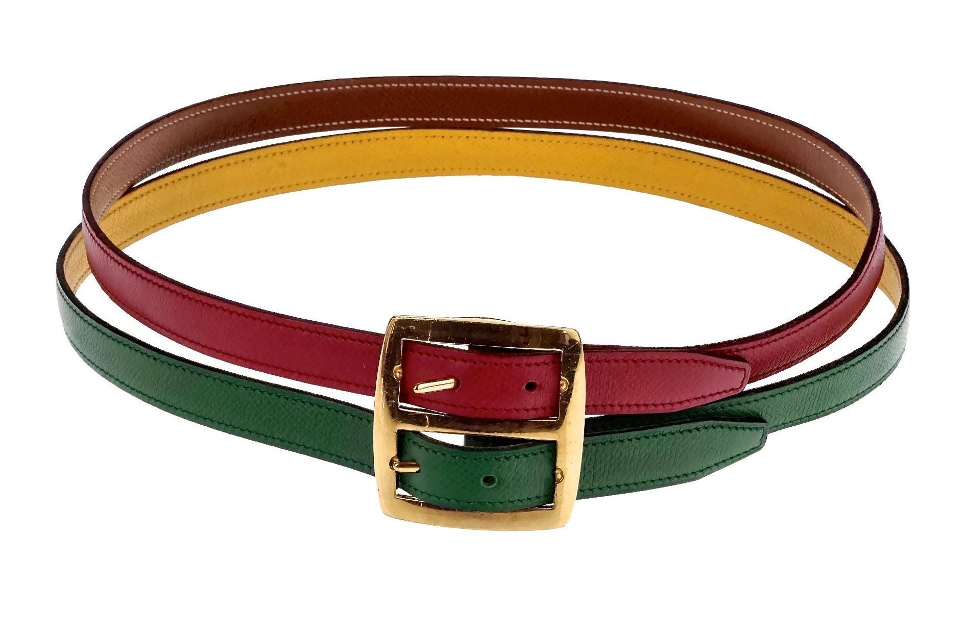 Vintage HERMES Reversible Pop Colour Double Strap Belt - Etsy