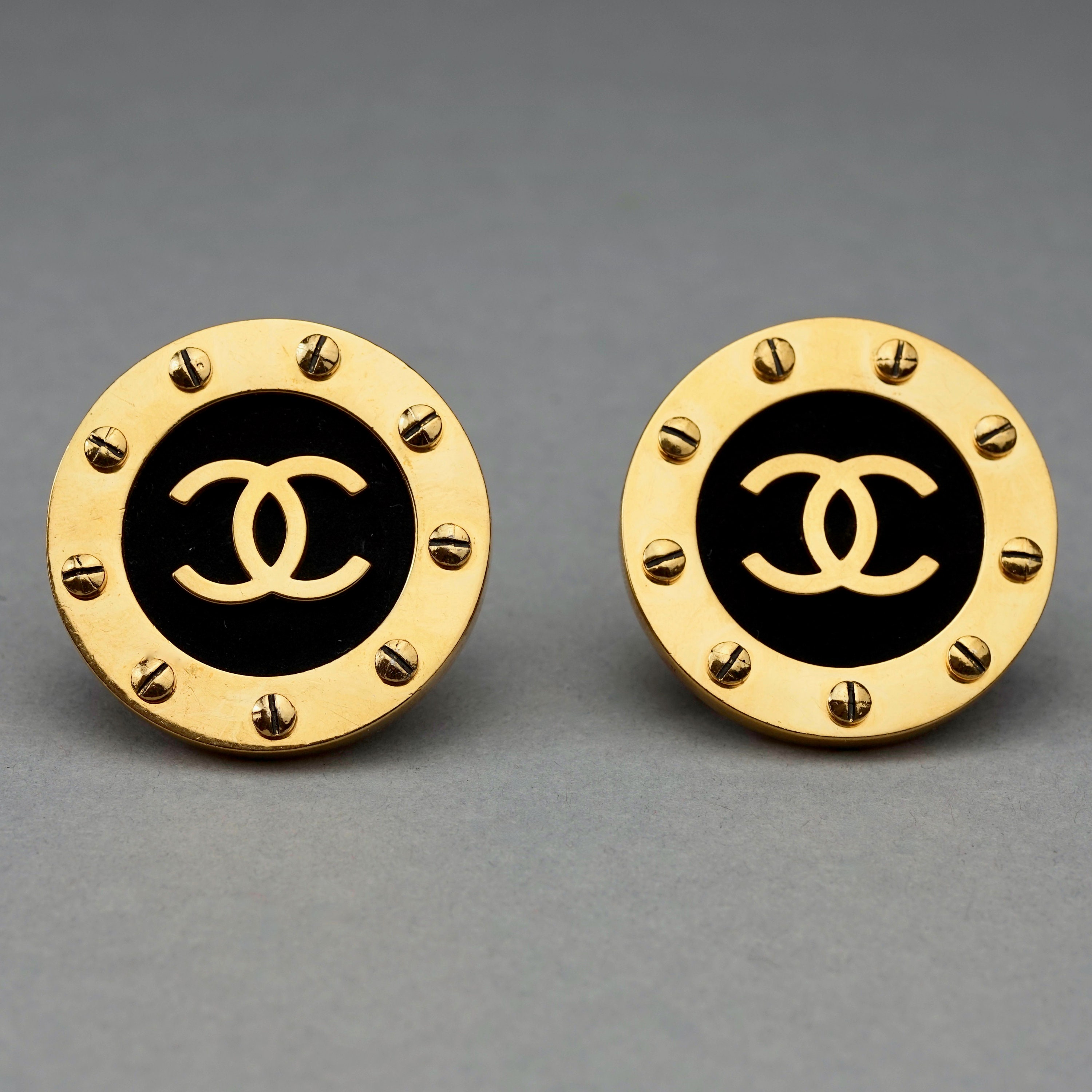 Vintage Jumbo CHANEL CC Logo Screw Disc Earrings -  UK