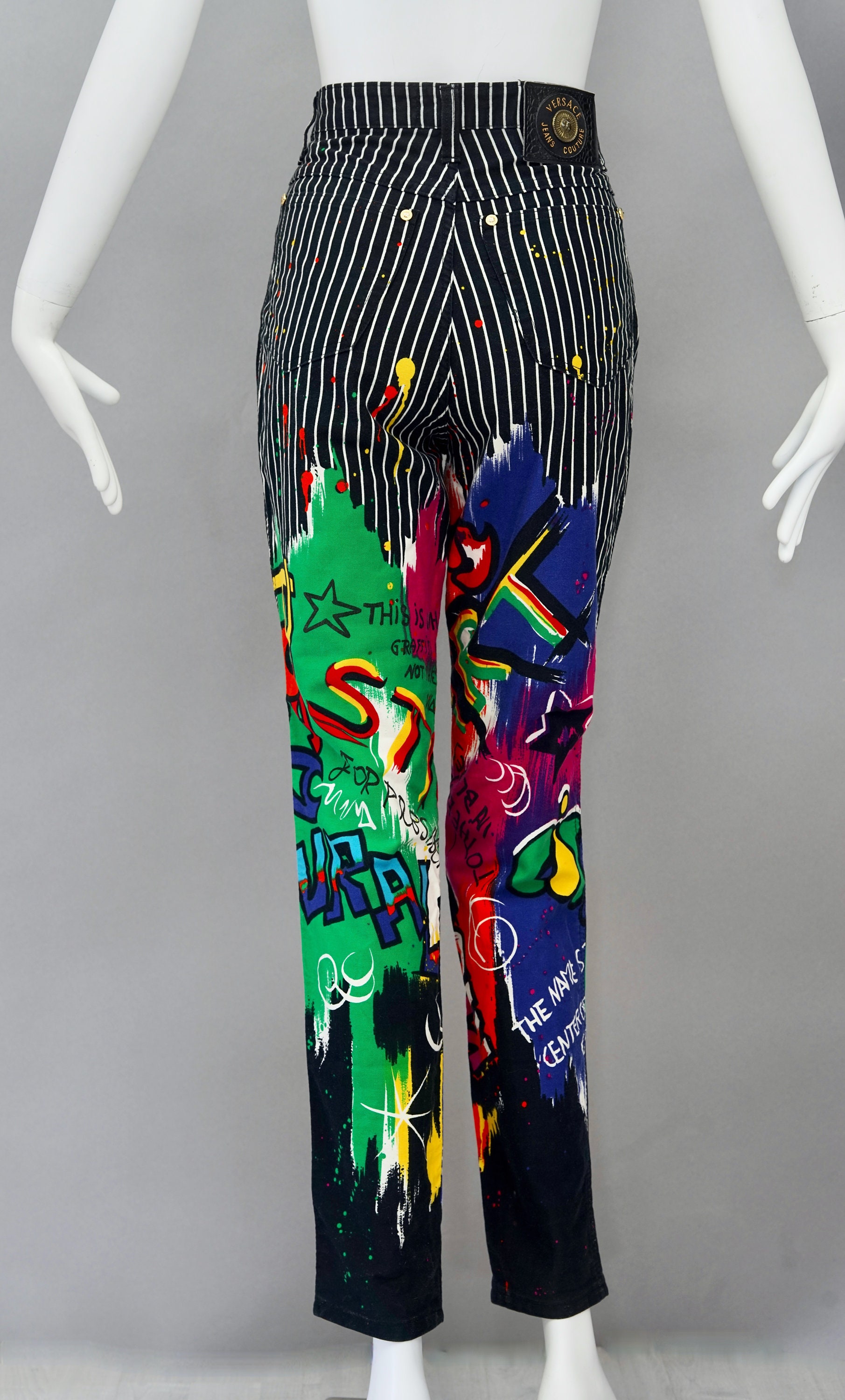 Vintage 1990s VERSACE JEANS COUTURE Pop Art Graffiti Stripe