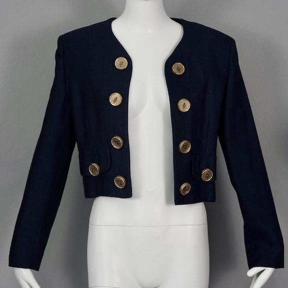 Vintage MOSCHINO CHEAP and CHIC Compass Buttons Dark Blue Novelty