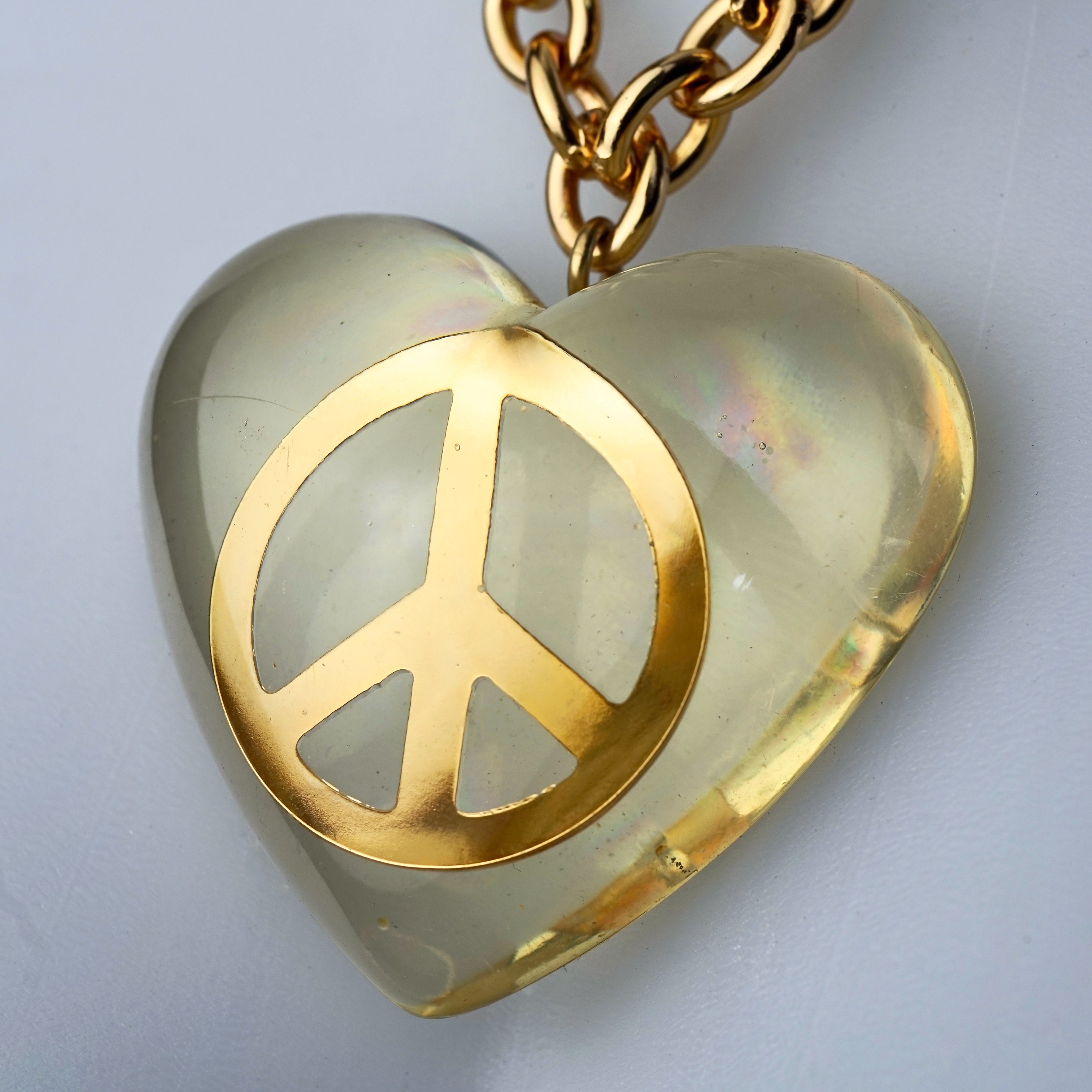 Vintage MOSCHINO Lucite Heart Peace Sign Novelty Necklace - Etsy