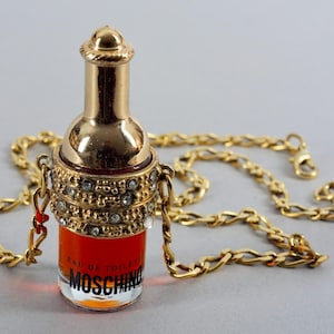Collar de cadena personalizado con frasco de perfume MOSCHINO vintage