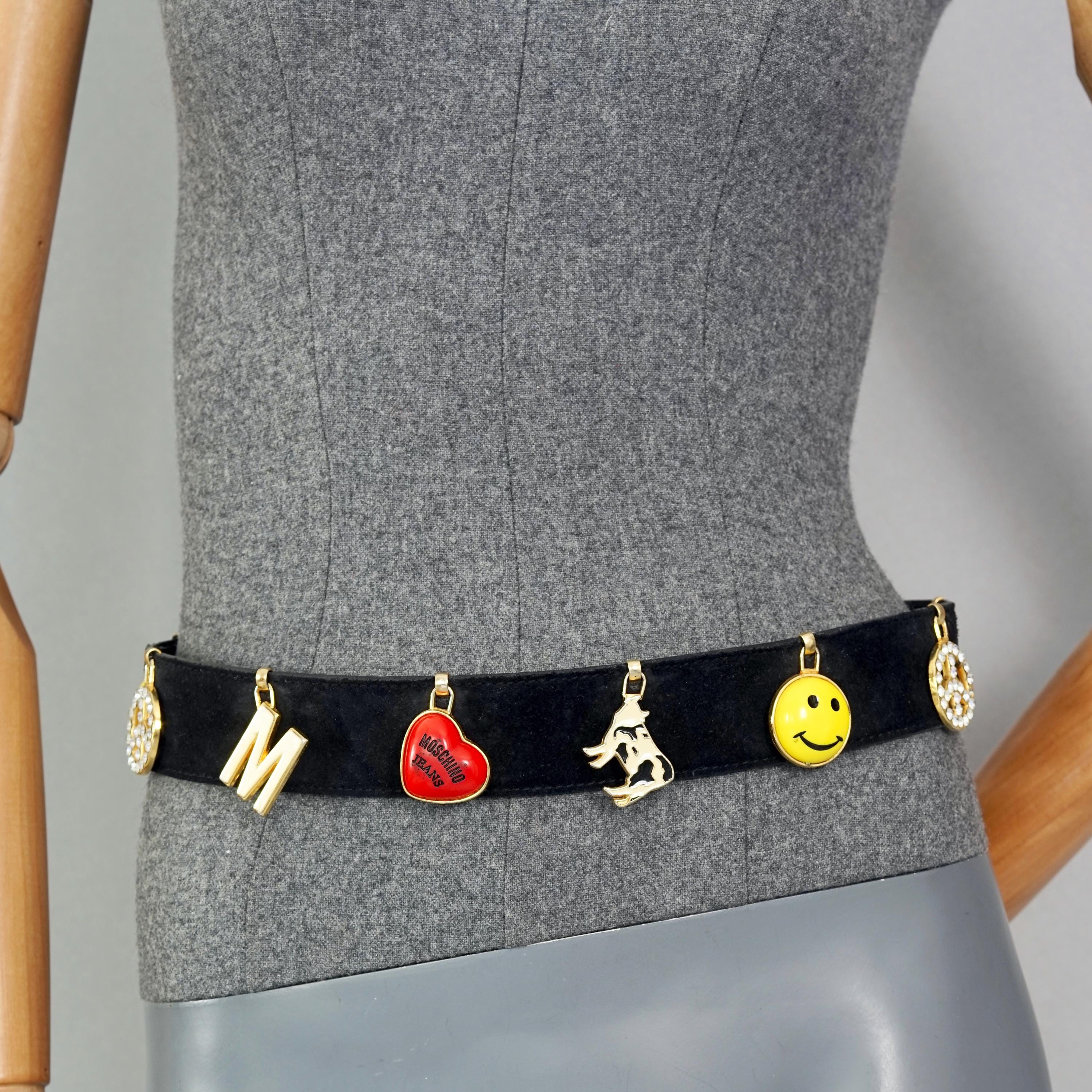 Moschino Charm Waist Belt! Super cute-XS Vintage Moschino Gold Chain Belt w Razor Blade Heart Peace  main image 4