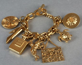 Vintage Iconic CHANEL Charms Chunky Bracelet -  Hong Kong