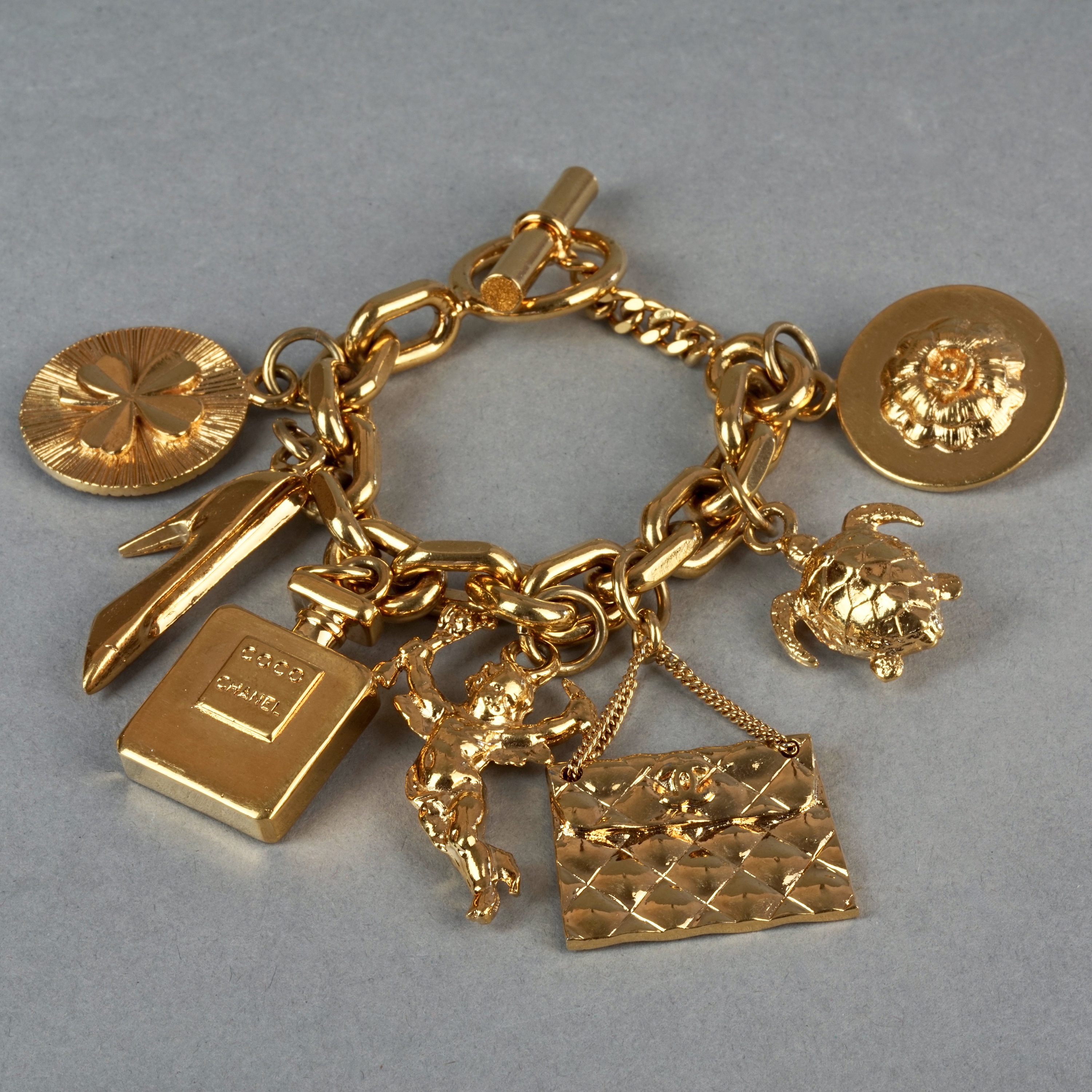 Vintage Iconic CHANEL Charms Chunky Bracelet 