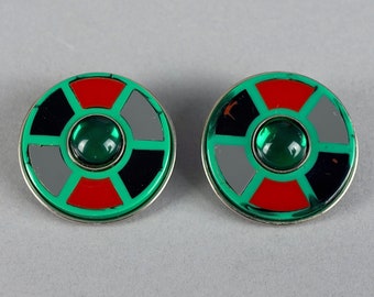 ヴィンテージ ジョルジオ アルマーニ ポーカーチップ カボション レジン ノベルティ イヤリング