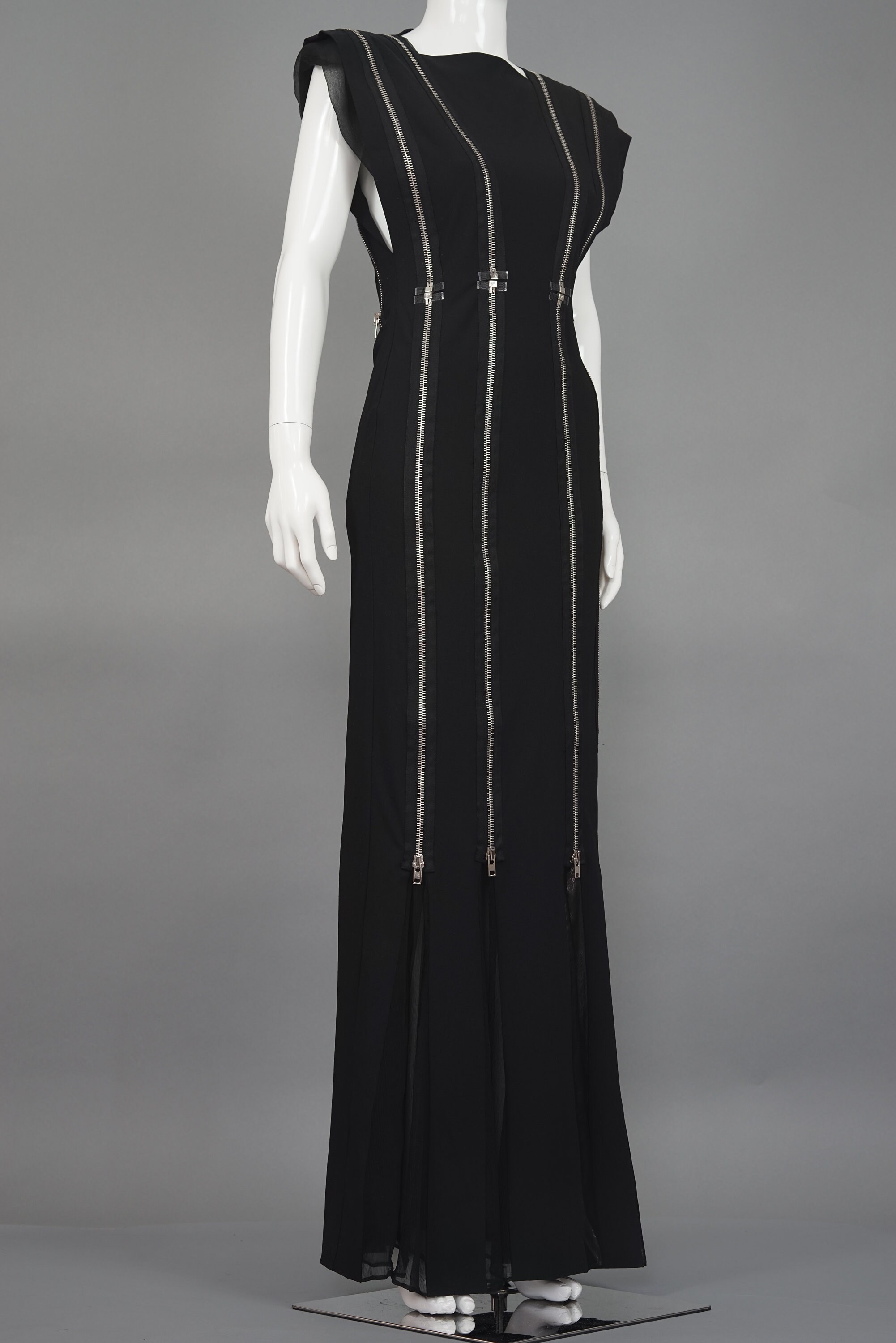 jeanpaulgaultier ブラックドレス Vintage Rare JEAN PAUL GAULTIER Multi Zipper Black Long Dress Gown